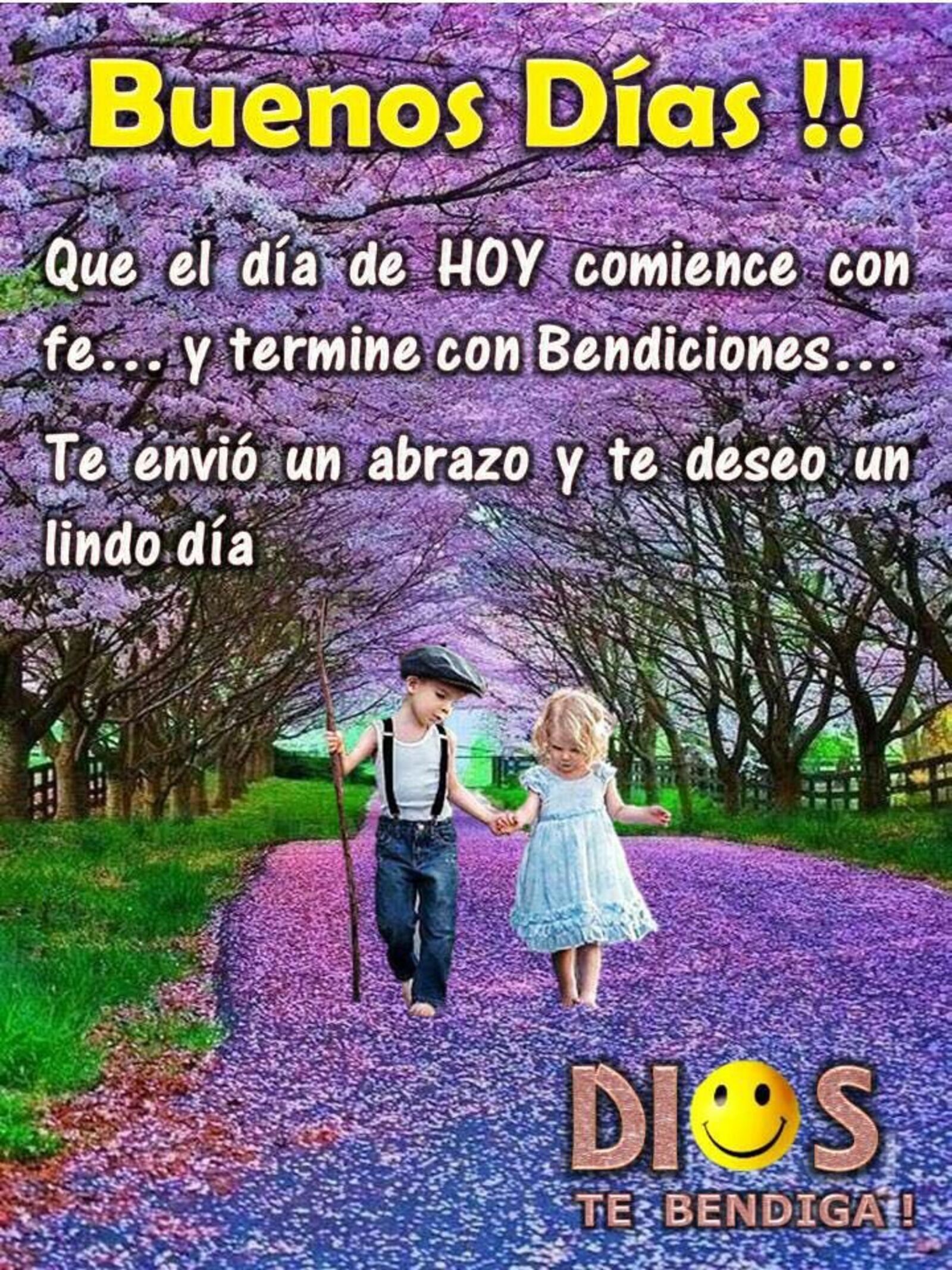 Buenos días que el día de hoy comience con fe...y termine con bendiciones... te envio un abrazo y te deseo un linda día. Dios te bendiga!