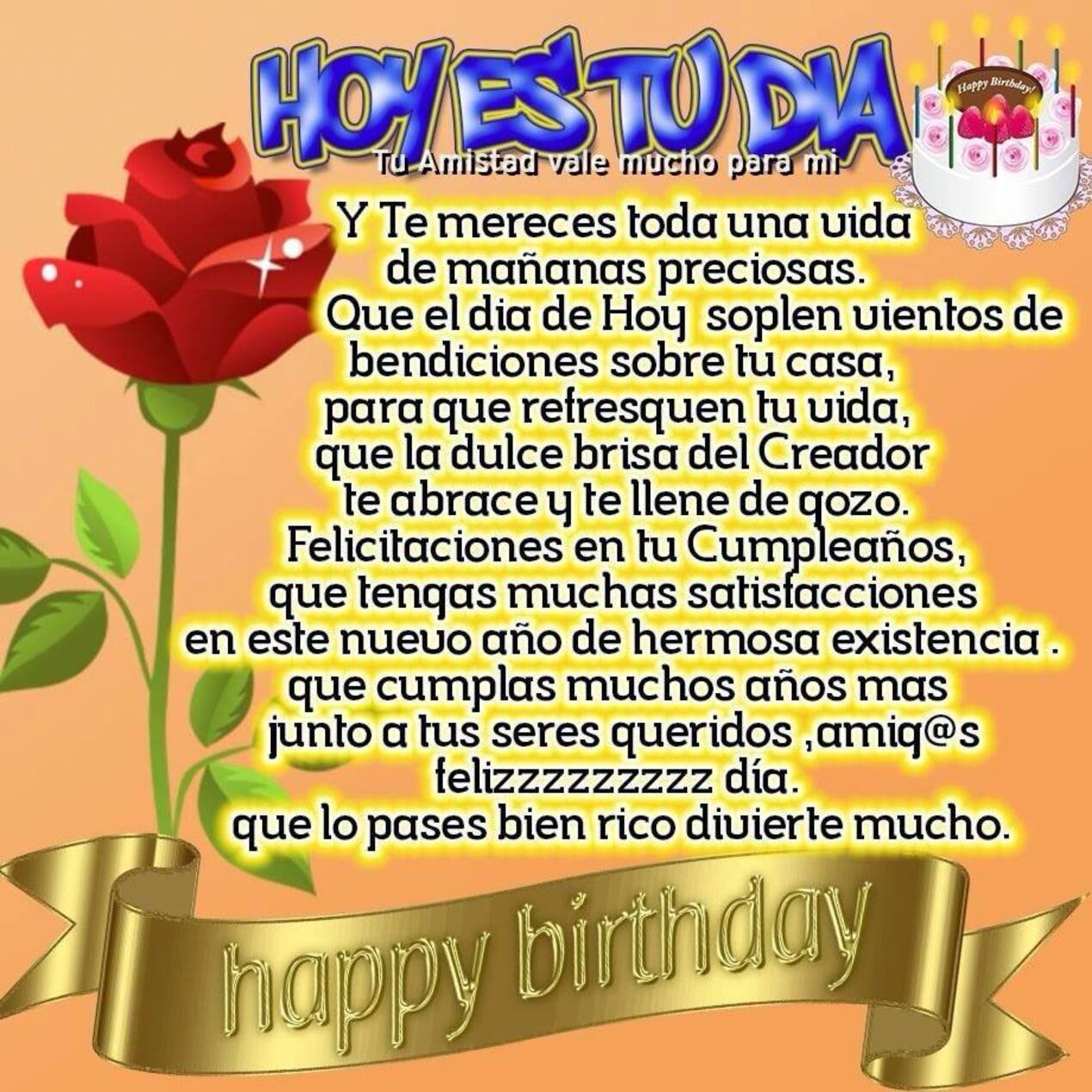 Feliz cumpleaños con hermosa frase