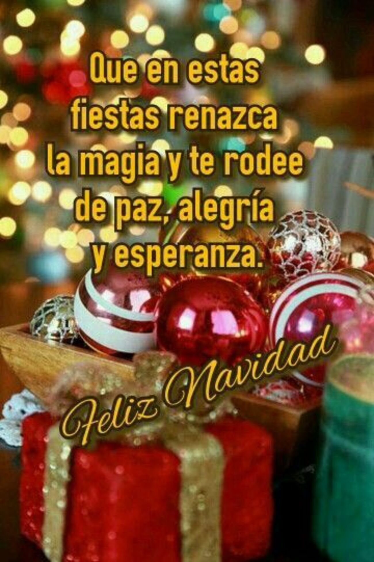 Que en estas fiestas renazca la magia y te rodee de paz, alegría y esperanza. Feliz Navidad