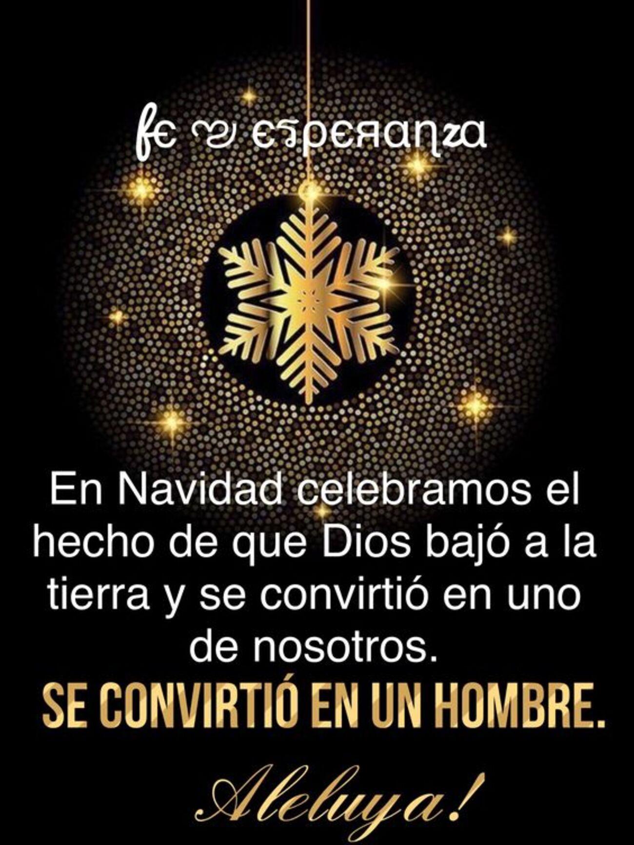 En Navidad celebramos el hecho de que Dios bajó a la tierra y se convirtió un uno nosotros. Se convertió en un hombre. Aleluya! 