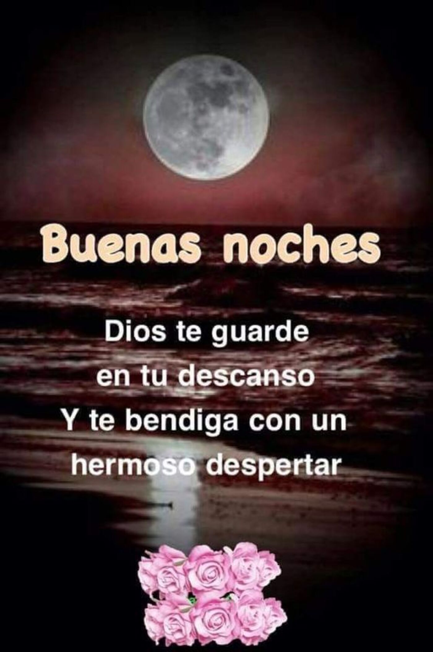 Buenas noches Dios te guarde en tu descanso y te bendiga con un hermoso despertar