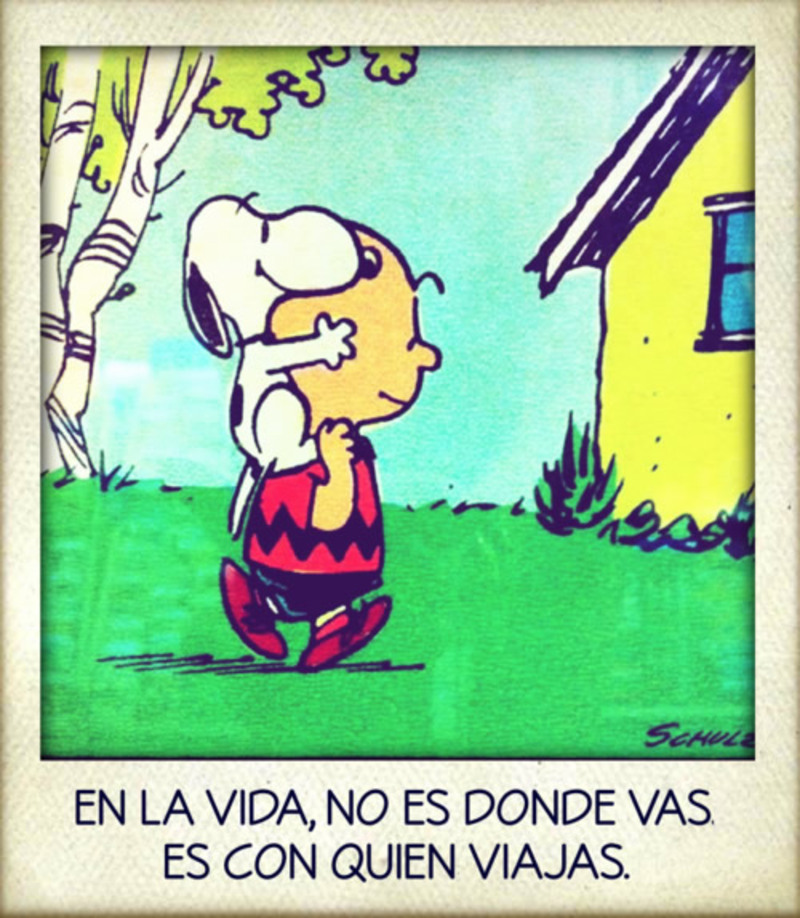 "En la vida no es donde vas. Es con quien viajas." - Frases de Amistad (Snoopy)